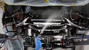 spraying the underbody of a car